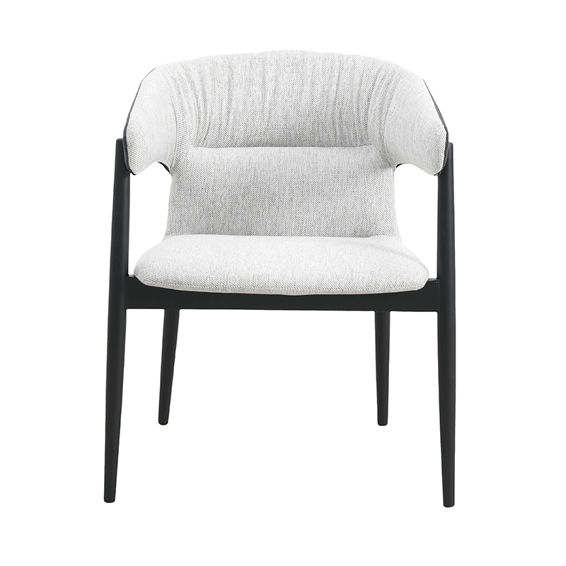 Upholstered wooden dining chair with armrests