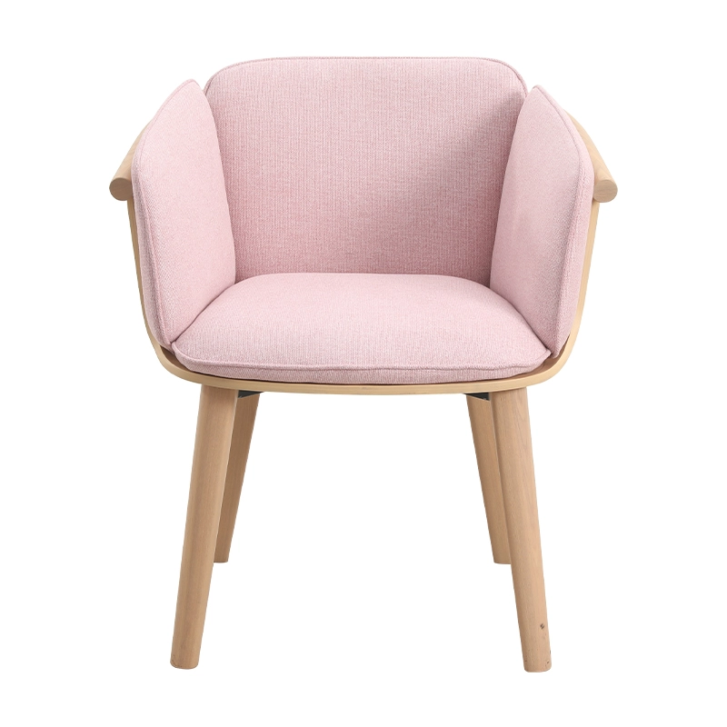 Wooden dining armchair with cushion seat and table