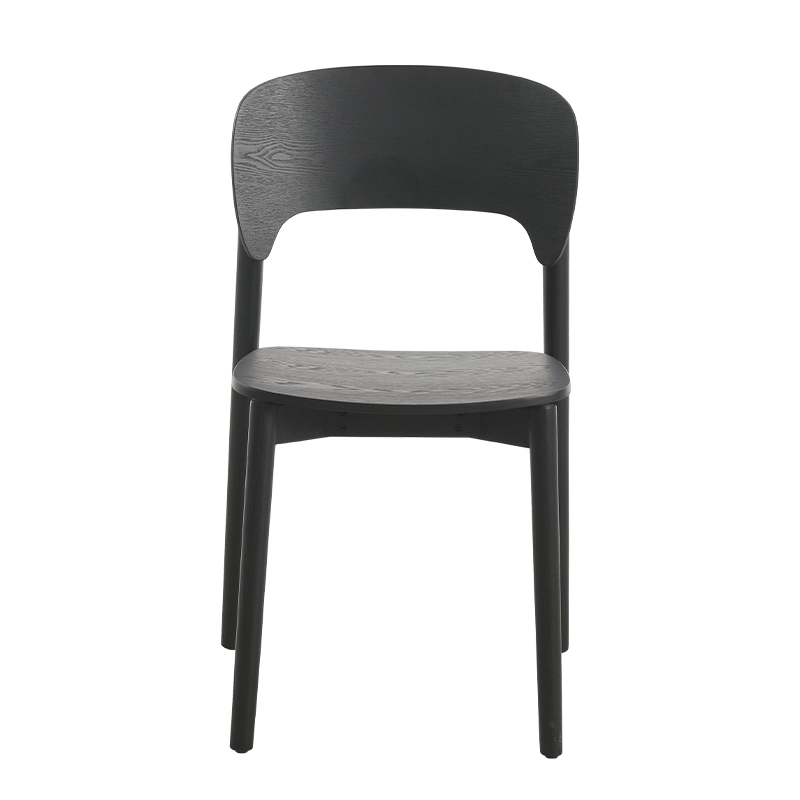 Wooden dining chair with bent plywood seat and back
