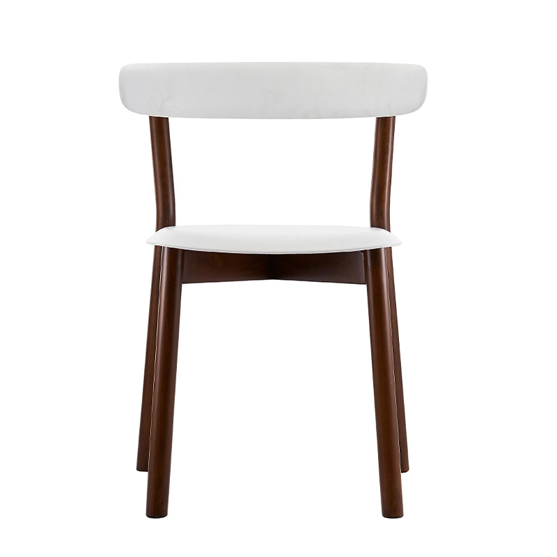Wooden frame dining chair with plastic seat and back