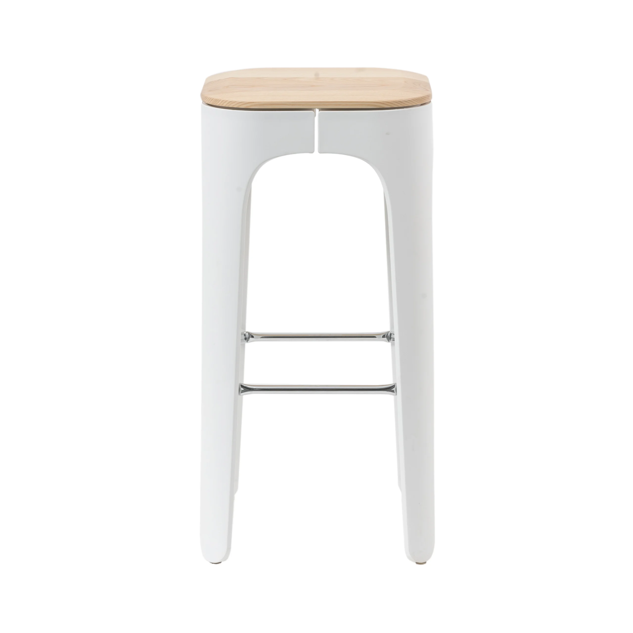 2 Bar stool with plastic legs and wood seat