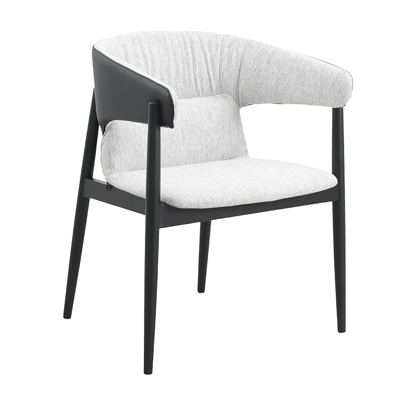 Upholstered wooden dining chair with armrests