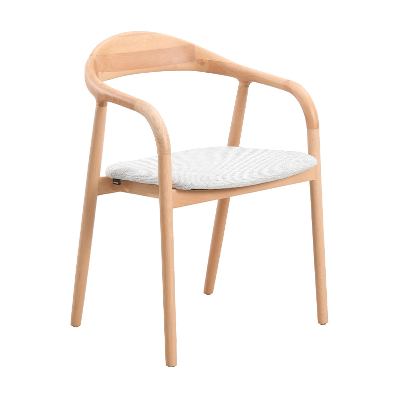 2 Wooden dining chair armchair with cushion seat
