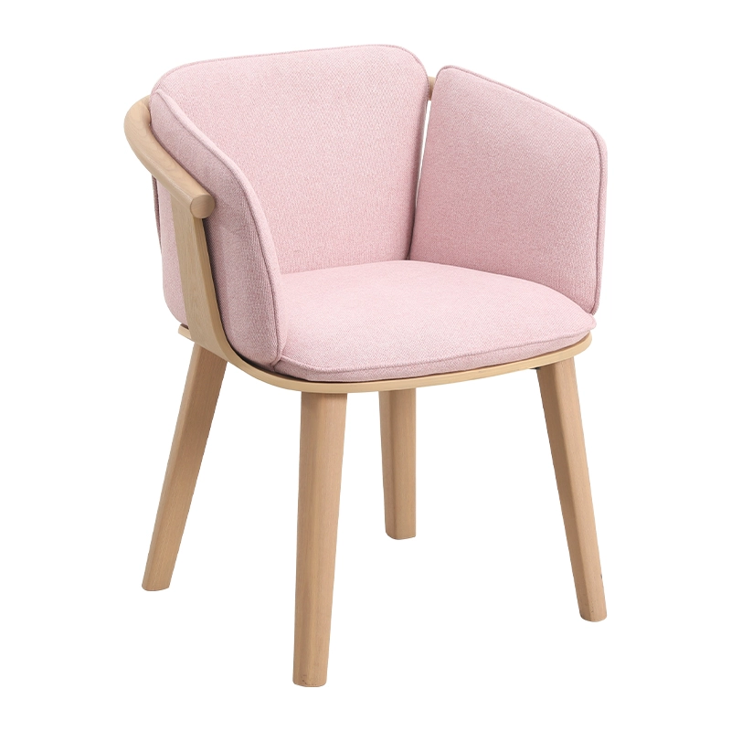 Wooden dining armchair with cushion seat and table