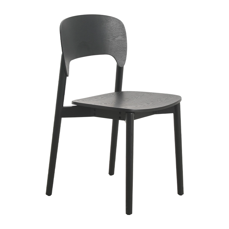 Wooden dining chair with bent plywood seat and back