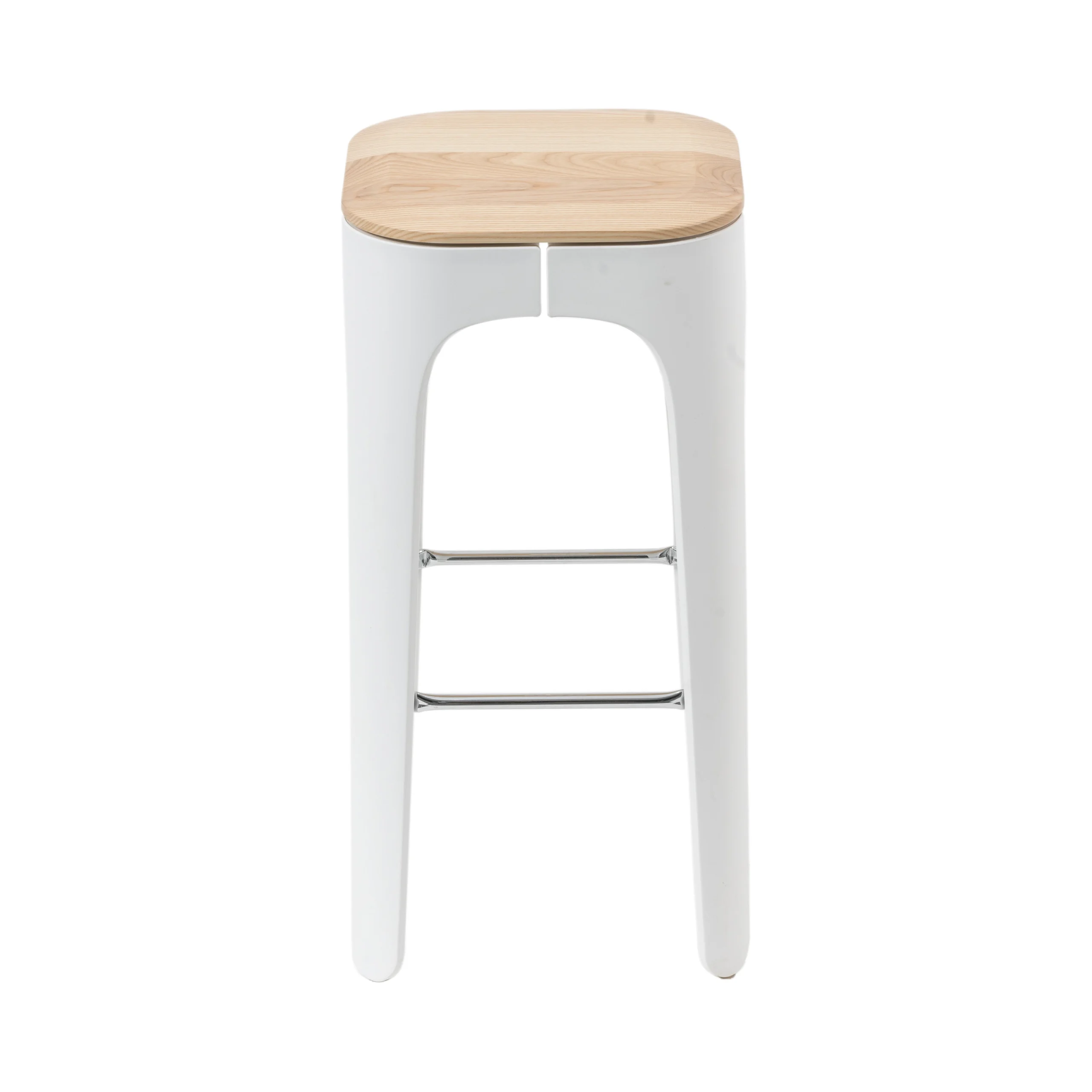 3 Bar stool with plastic legs and wood seat