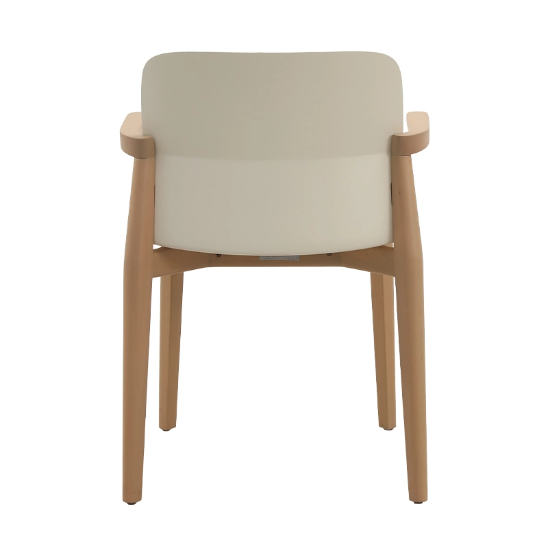 5 Wooden frame dining chair with plastic seat and back