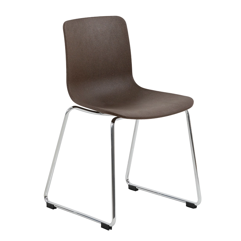 Ding chair with plastic seat and sled steel legs