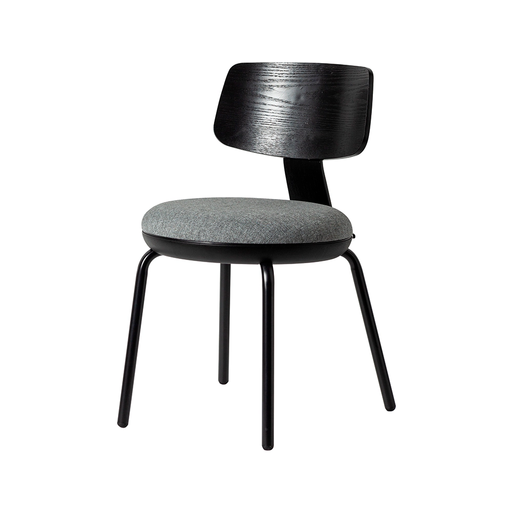 Round cushion seat dining chair with backrest and steel legs