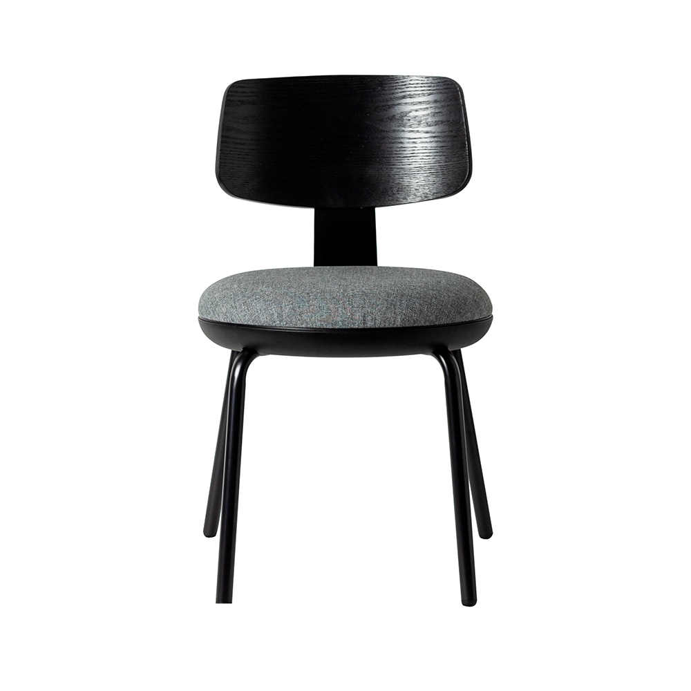 Round cushion seat dining chair with backrest and steel legs