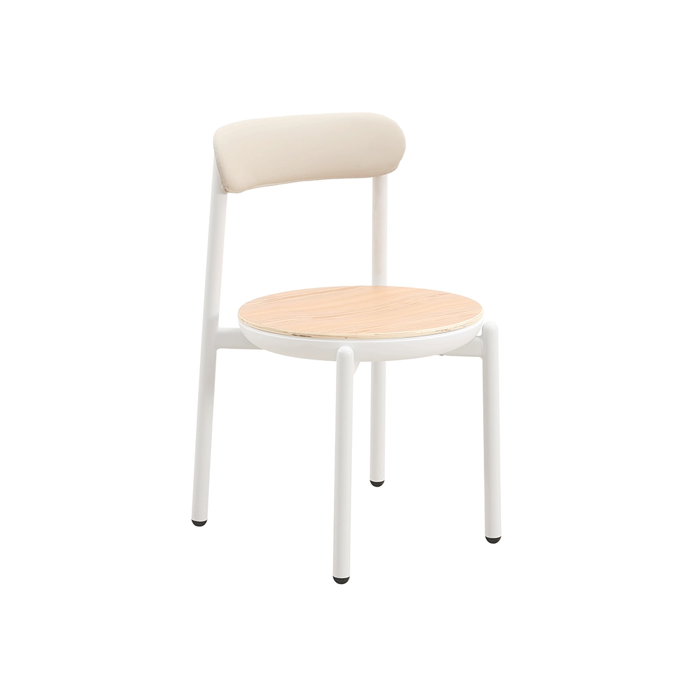 Round plywood seat dining chair with backerest