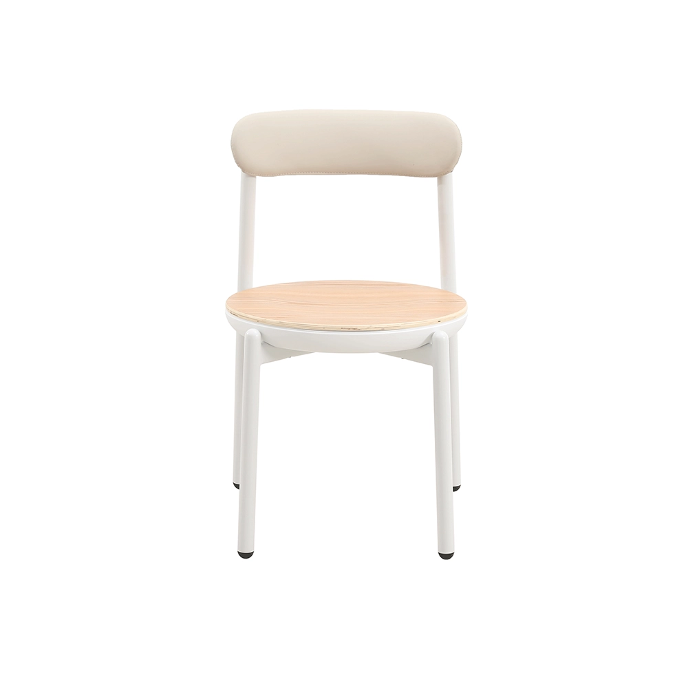 Round plywood seat dining chair with backerest