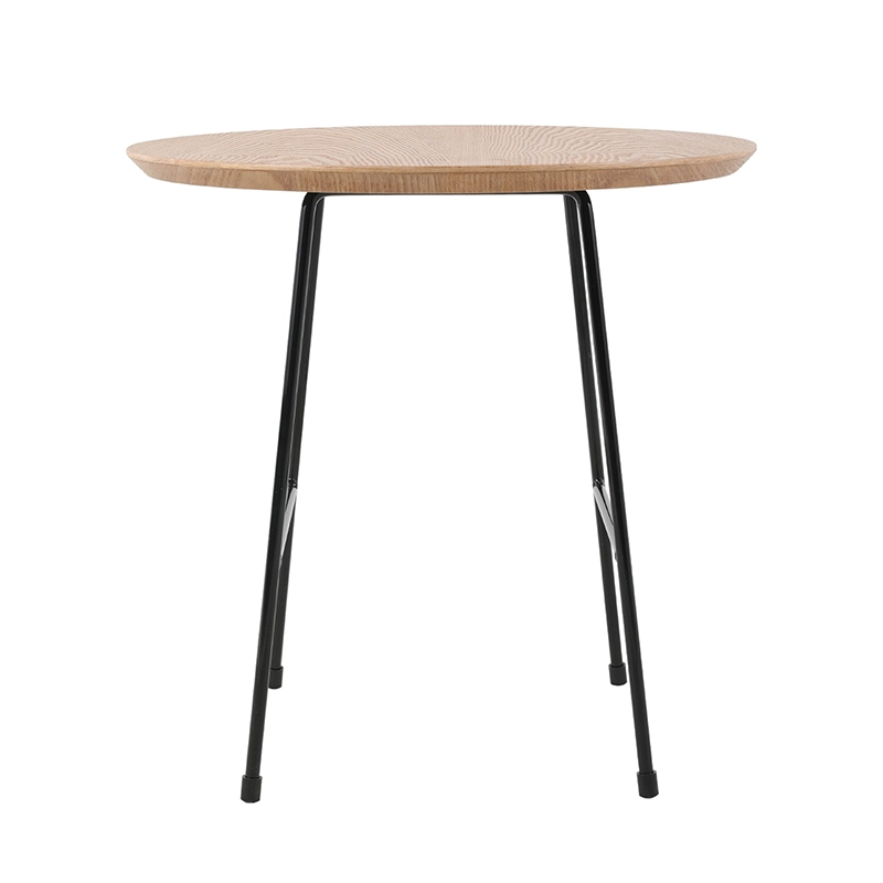 Round verneered mdf top side table with steel legs