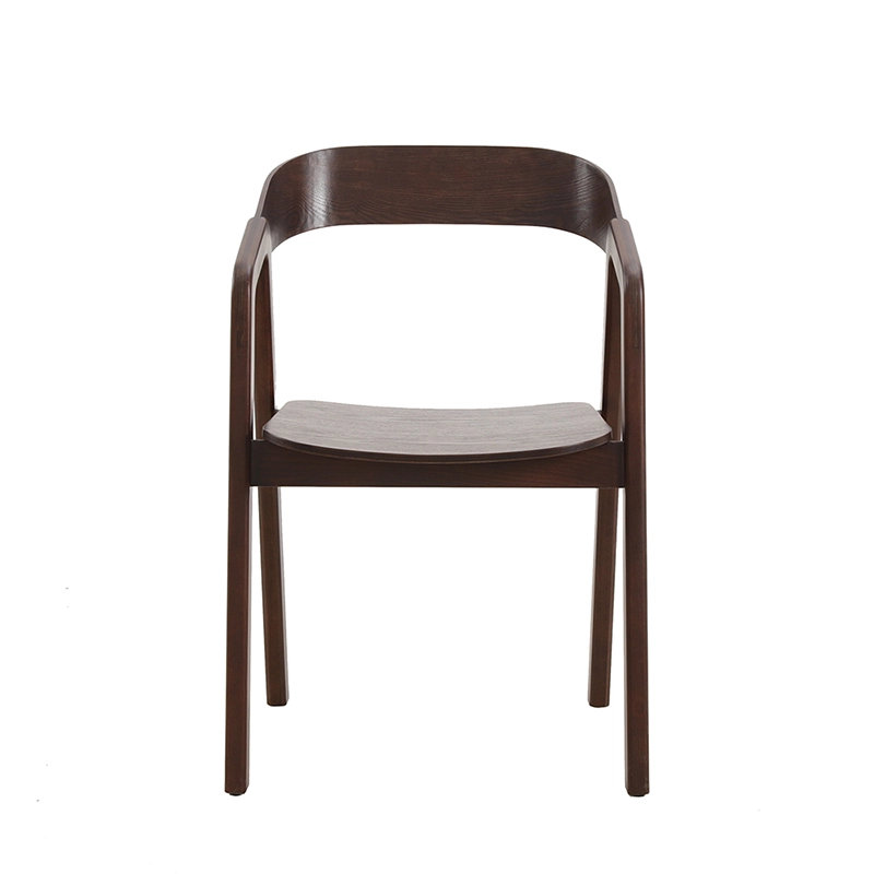Solid wood dining chair with armrest