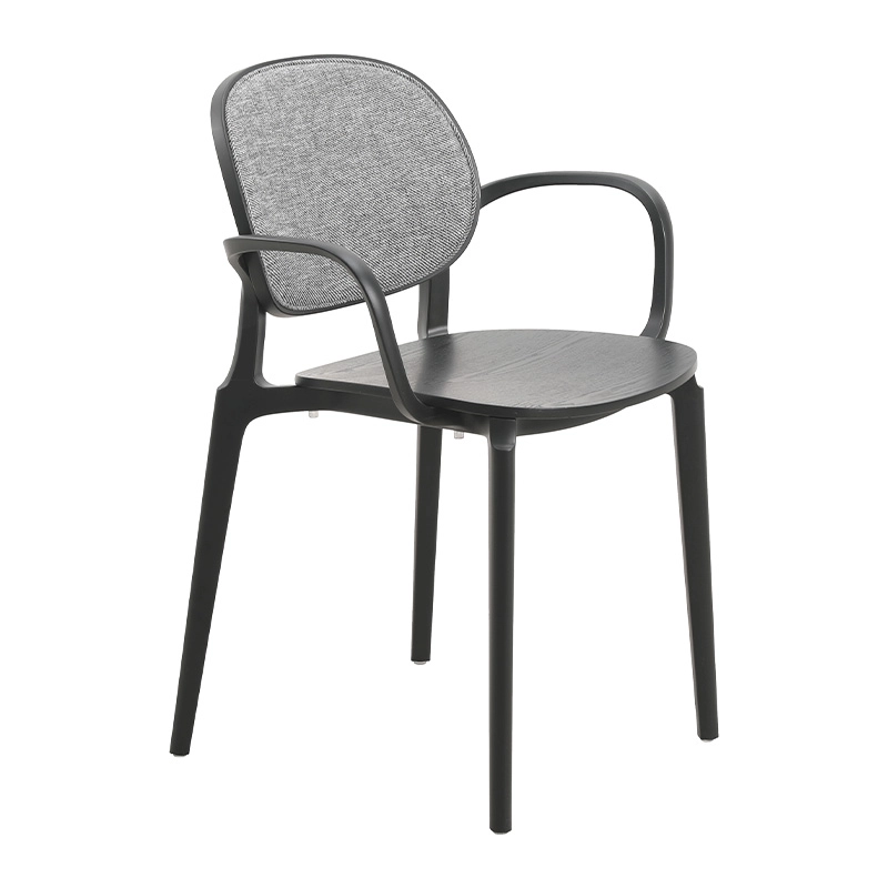 dc-s182b(v) (2) Plastic frame dining chair, bent plywood seat and cushion backrest