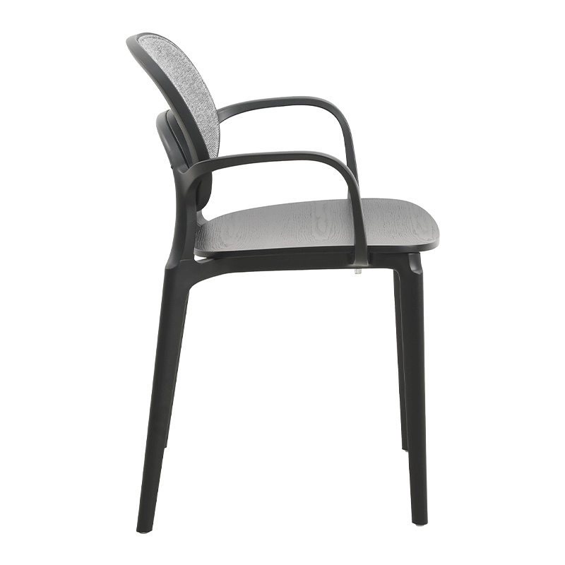 dc-s182b(v) (3) Plastic frame dining chair, bent plywood seat and cushion backrest