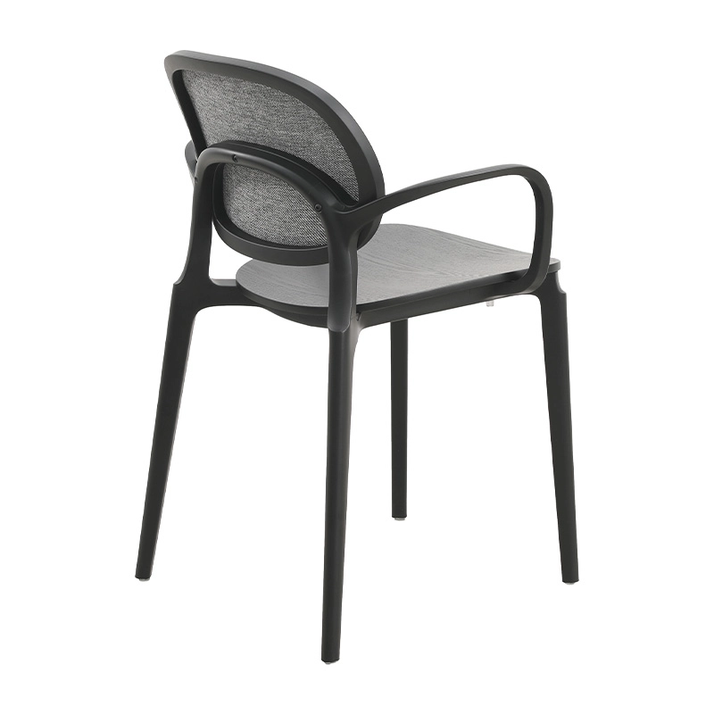 dc-s182b(v) (4) Plastic frame dining chair, bent plywood seat and cushion backrest