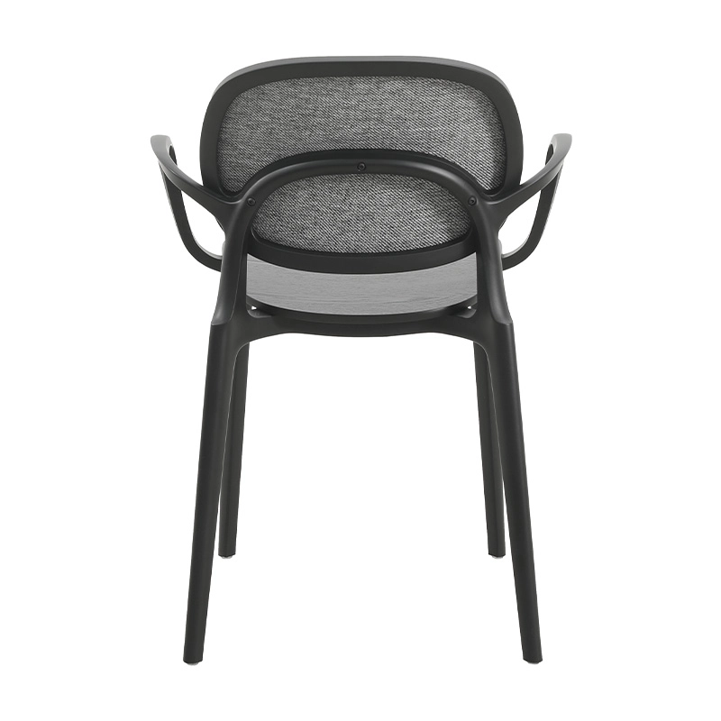 dc-s182b(v) (5) Plastic frame dining chair, bent plywood seat and cushion backrest