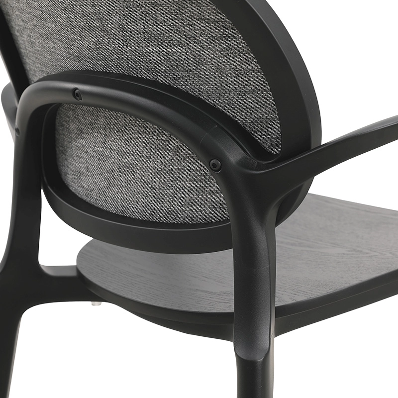 dc-s182b(v) (6) Plastic frame dining chair, bent plywood seat and cushion backrest